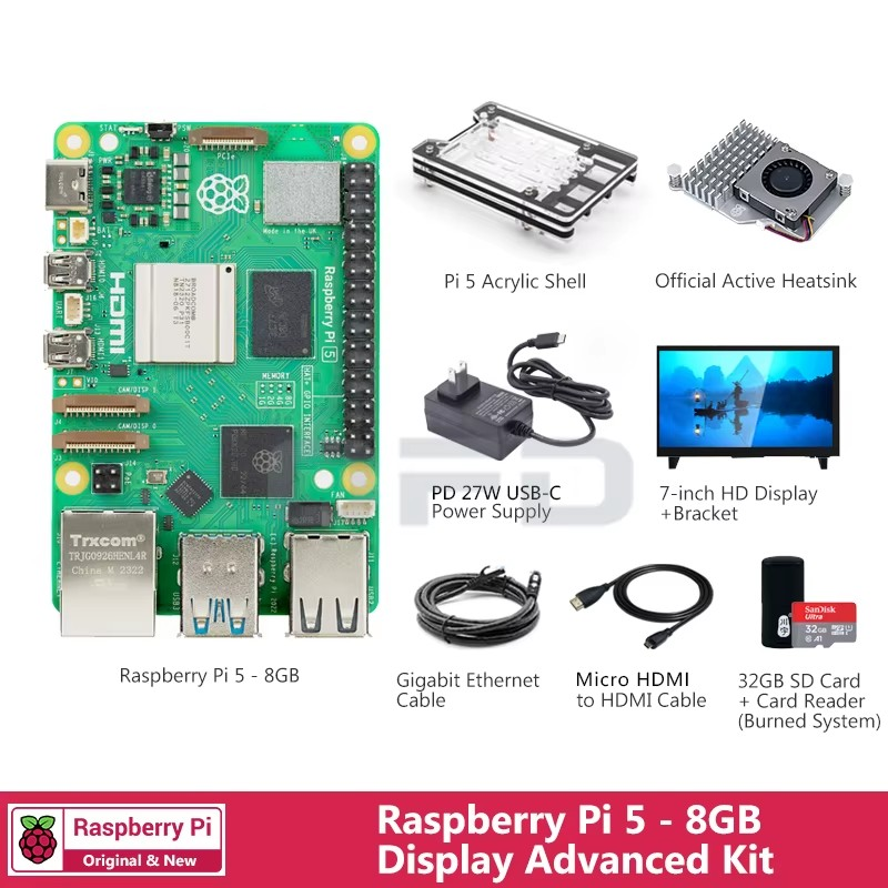 Raspberry Pi 5 8GB Kit d'affichage avancé Avec écran 7 pouces