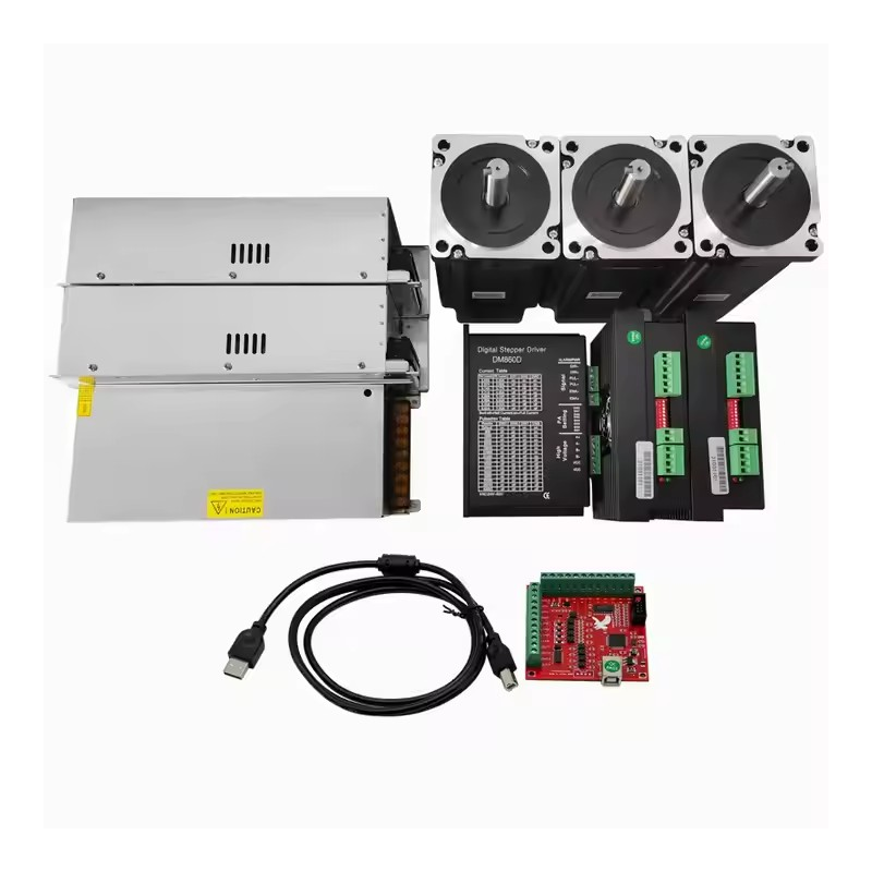 CNC hybrid kit DM860 12N.m 3 axes with 3 Nema 34 stepper motors, 3 drivers, 3 power supplies and a control