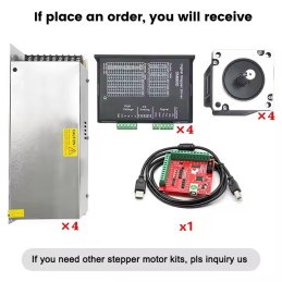 CNC hybrid kit DM860 12N.m 4 axes with 4 Nema 34 stepper motors, 4 drivers, 4 power supplies and a control