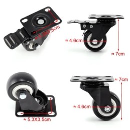 Roulette directionnelle rouge, diamètre 3,5 cm