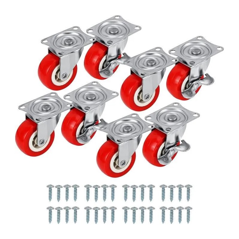 Roulette directionnelle rouge, diamètre 3,5 cm