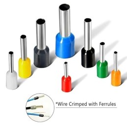 Insulated ferrules for terminal blocks, wire connectors, and crimping (E1508)