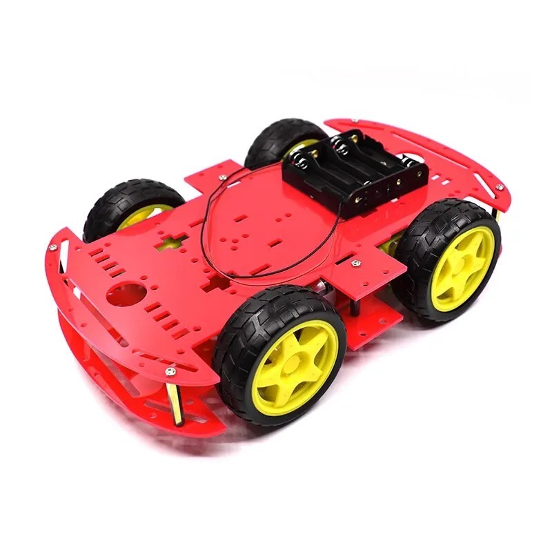 Robot de Voiture Intelligent , Kit de Châssis de Voiture Robot Intelligent 4 Roues Motrices , Structure Mécanique Simple , 4 Moteurs à Courant Continu de Décélération pour les Cours